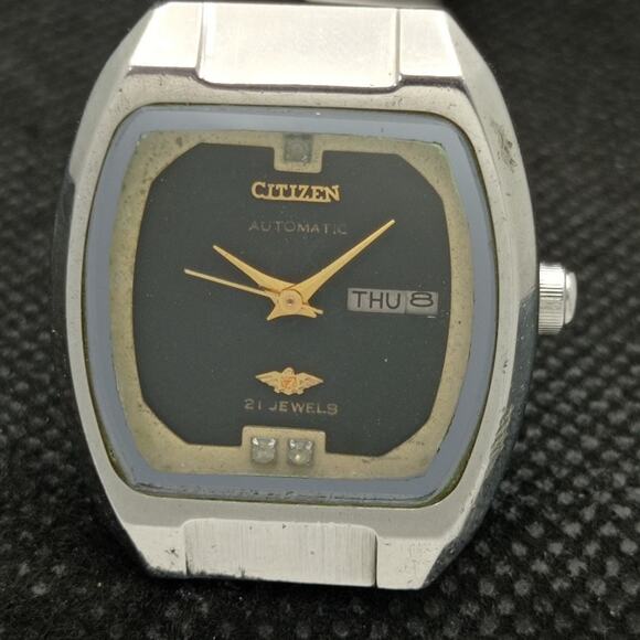 Vintage 1978 Citizen Automatic Womans Silver Watch W/daydate & Gold accents